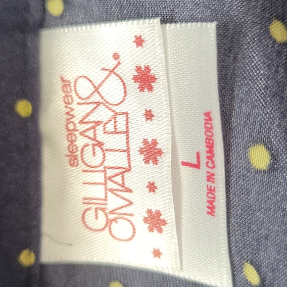 Gilligan & O'Malley Navy Blue & Olive Green Polka-dot Sleepwear Pajama Set Sz L - Picture 7 of 11